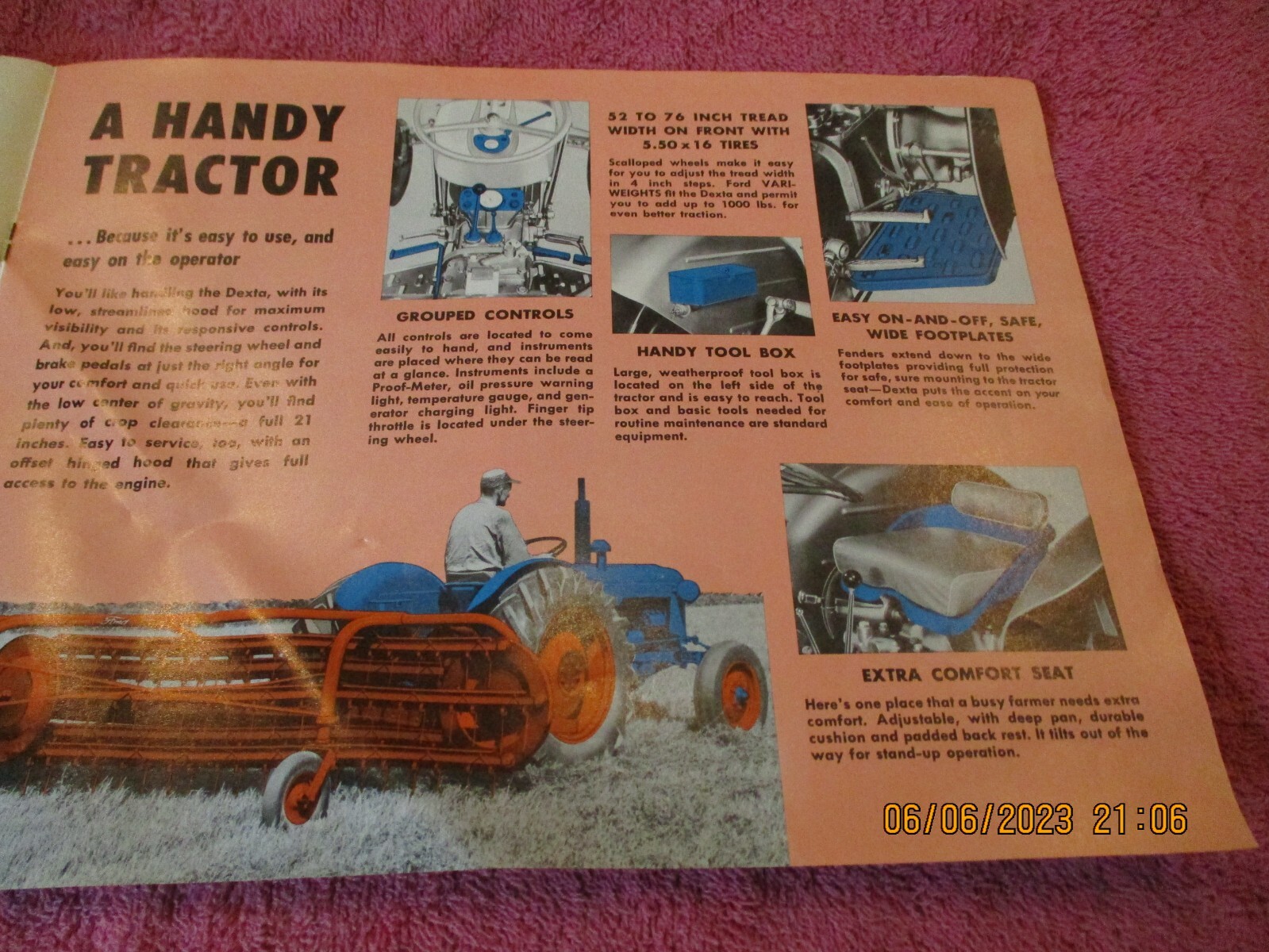 FORDSON DEXTA DIESEL TRACTOR BROCHURE 2-3 PLOW POWER VERSATILIE FREE SHIPPING