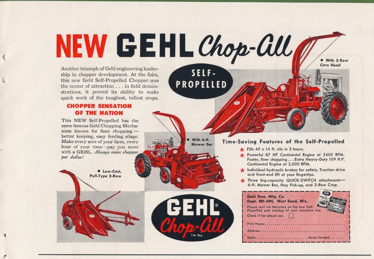 Magazine Ad – 1956 – GEHL Chop-All – West Bend, WI