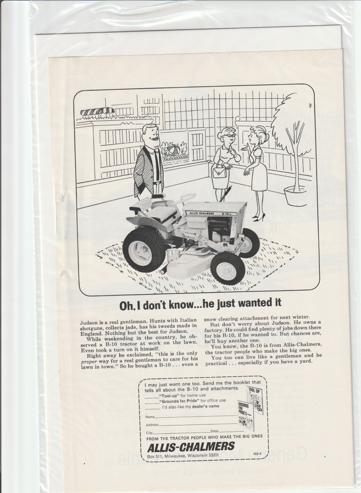 Original 1965 Allis-Chalmers Lawn Tractor Magazine Ad « …He Just Wanted It »