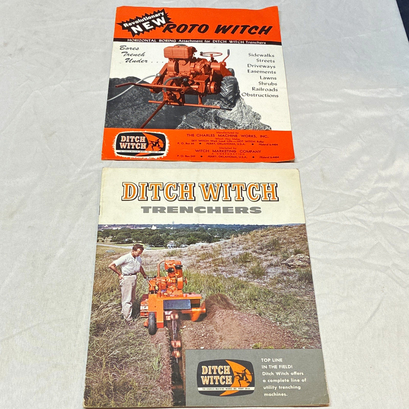 Lot of 2, Ditch Witch Trenchers & ROTO WITCH Equipment Original Sales Brochures