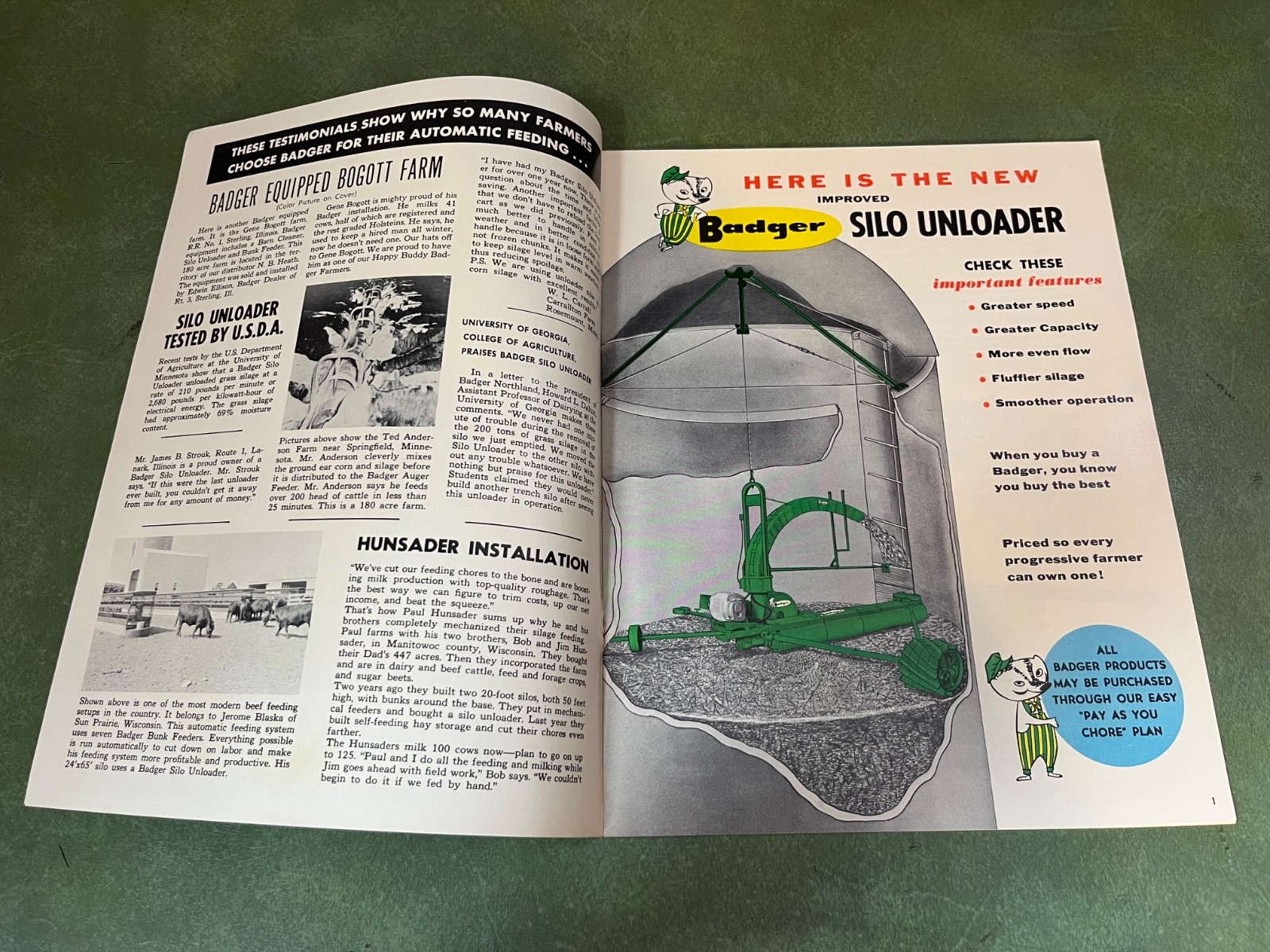Original 1960&rsquo;s Badger Silo Unloader & Bunk Feeders Sales Brochure