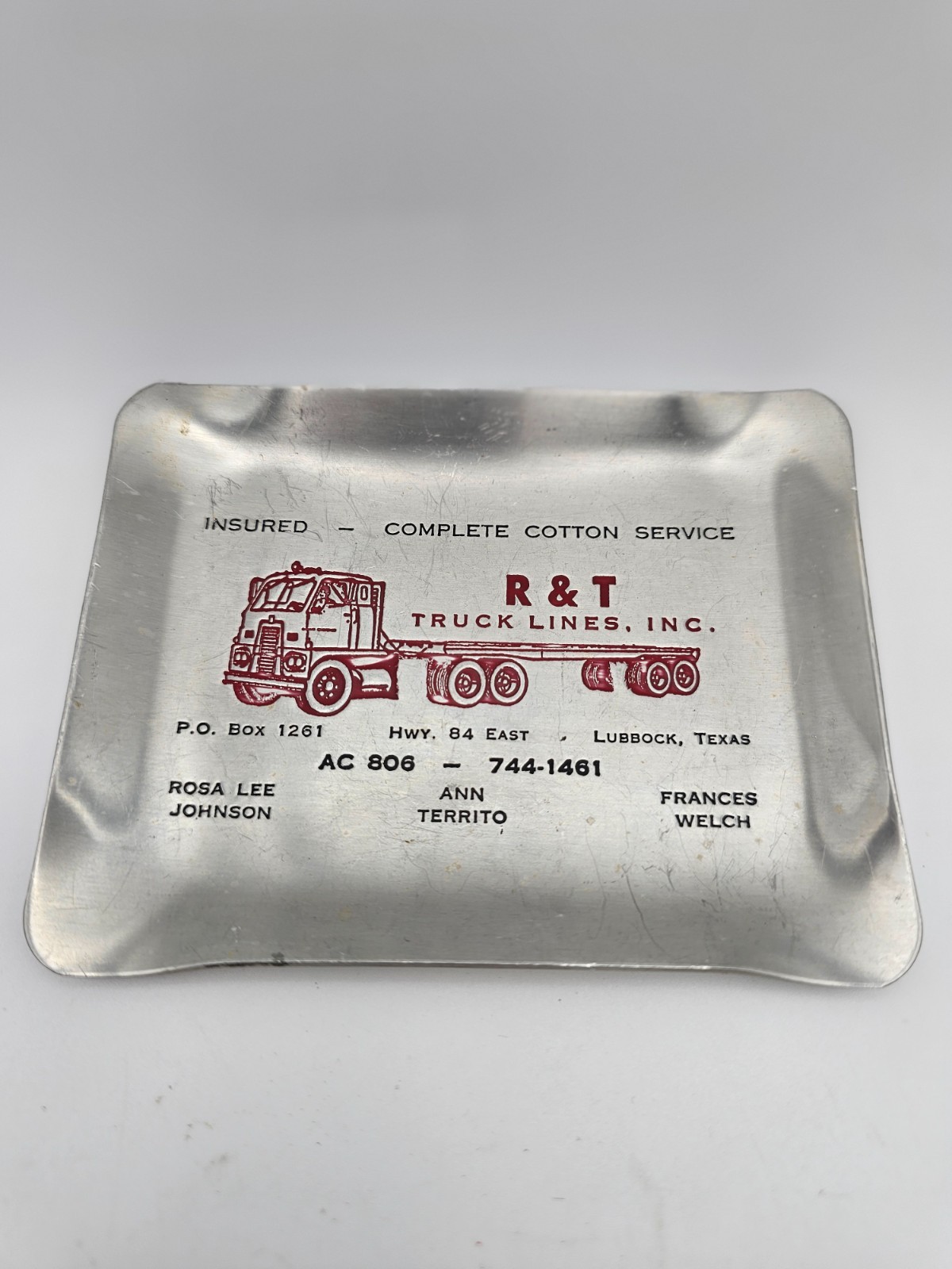 Vintage R T Truck Lines Metal Advertising Tray Lubbock Texas Truck