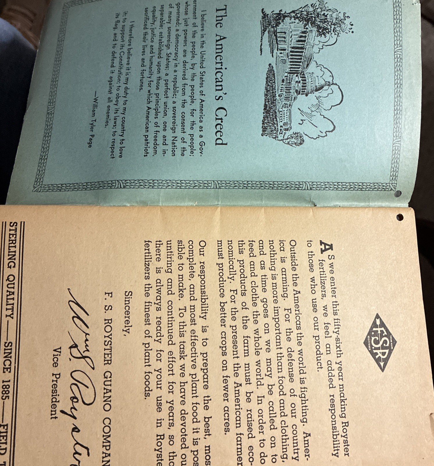 Roysters 1941 Farm Almanac 56th Year Edition Norfolk Va