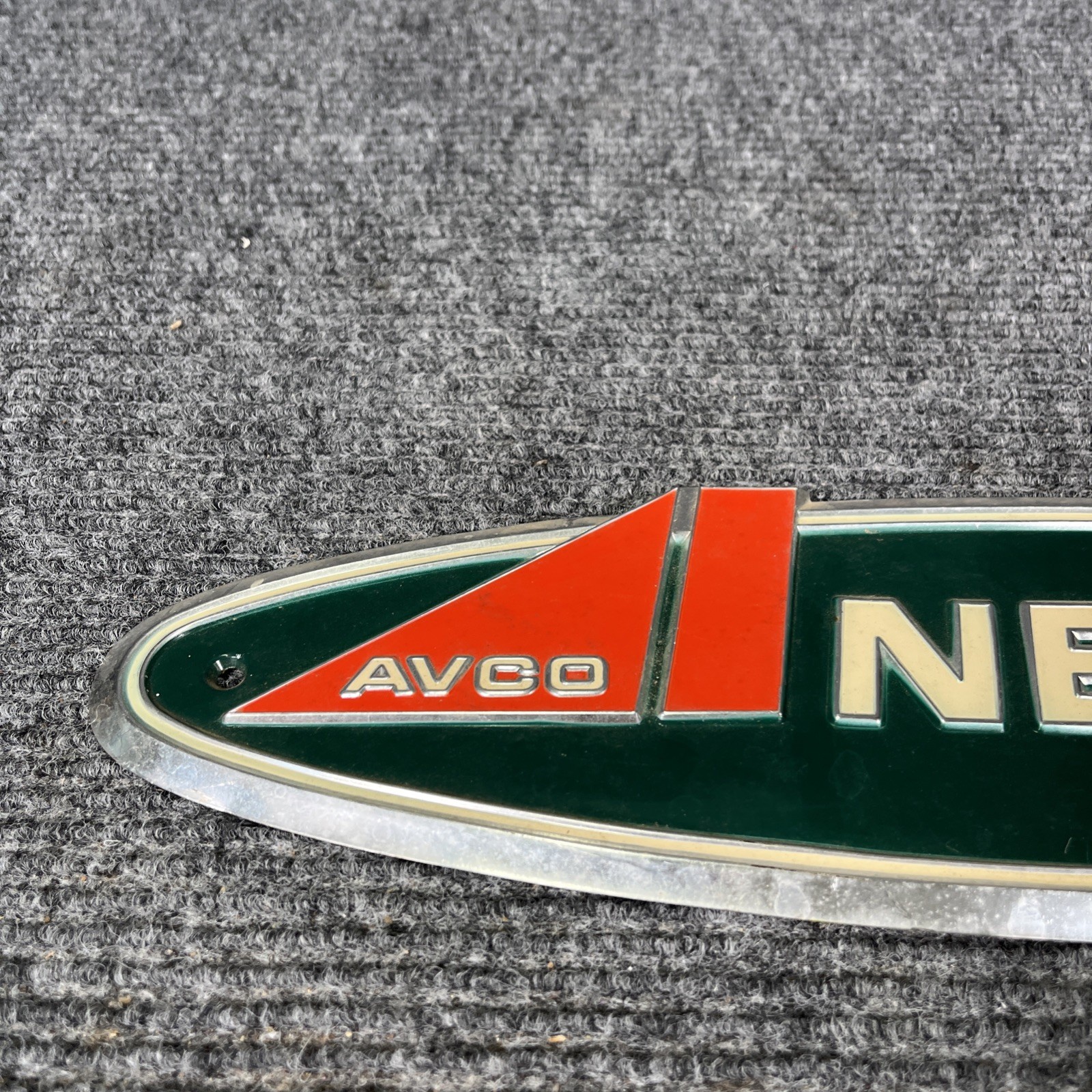 VINTAGE AVCO NEW IDEA FARM EQUIPTMENT SIGN EMBOSSED ALUMINUM IMPLEMENT ADVERTIZE