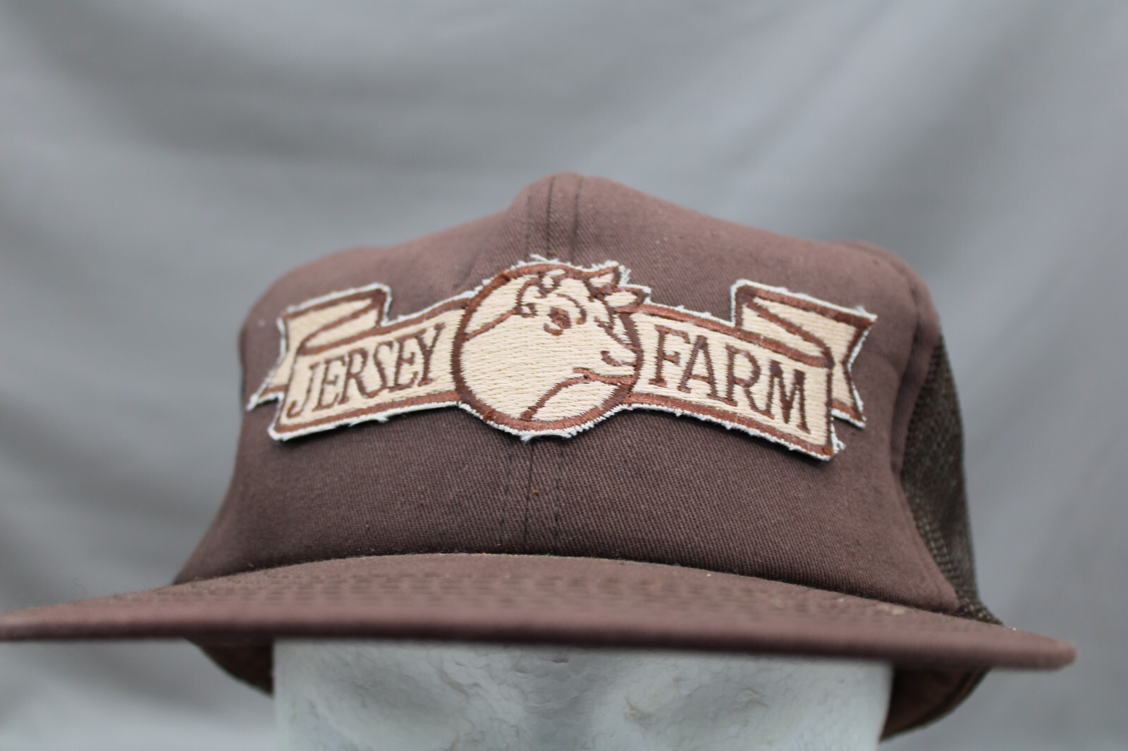 Vintage Trucker Hat – The Jersey Farm – Crested Cow Patch – Adult Snapback