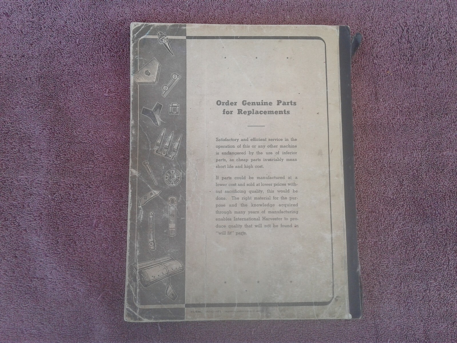 INTERNATIONAL HARVESTER PARTS CATALOGUE 71-SM GRAIN DRILLS, BEAN DRILLS C. 1942