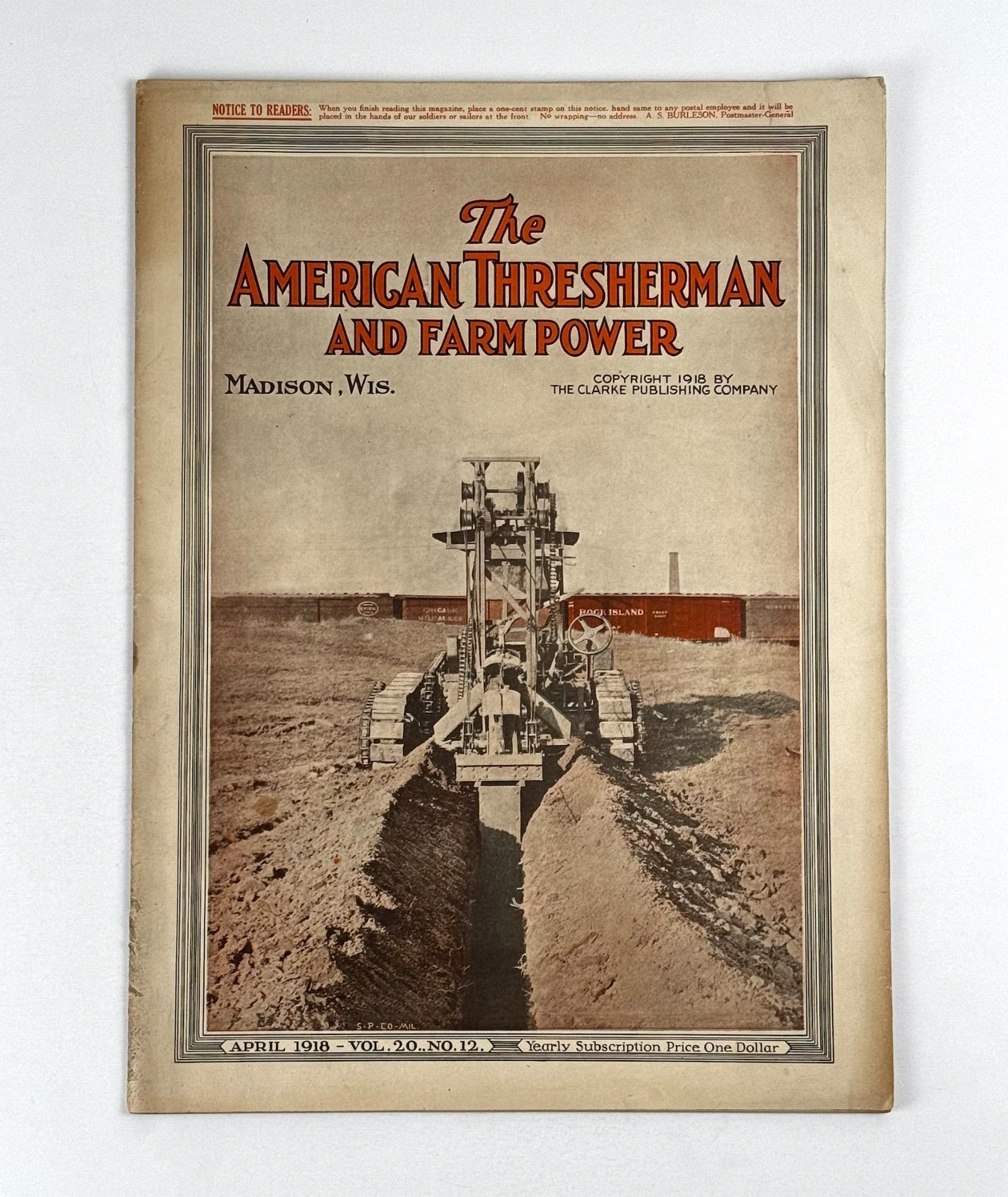 The American Thresherman & Farm Power MAGAZINE April 1918 MADISON, WIS.
