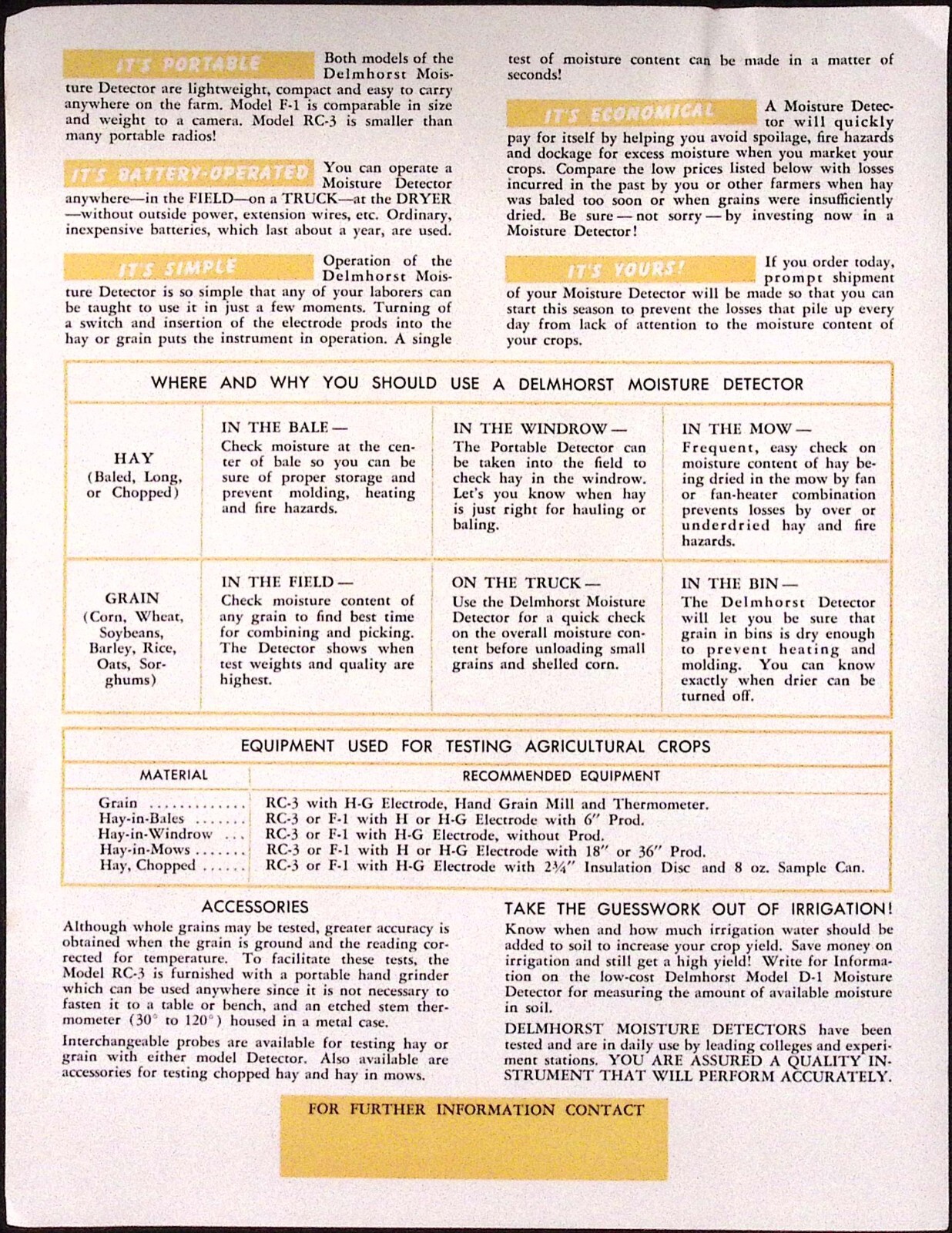 1958 Delmhorst Instrument Co Boonton NJ Moisture Detector Dealer Sales Brochure