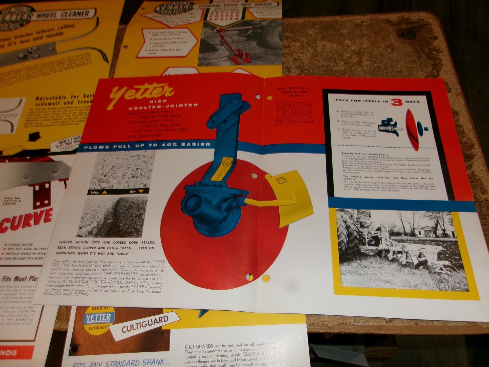 5-lot vintage yetter equipment attachments 1+2 page brochures good used