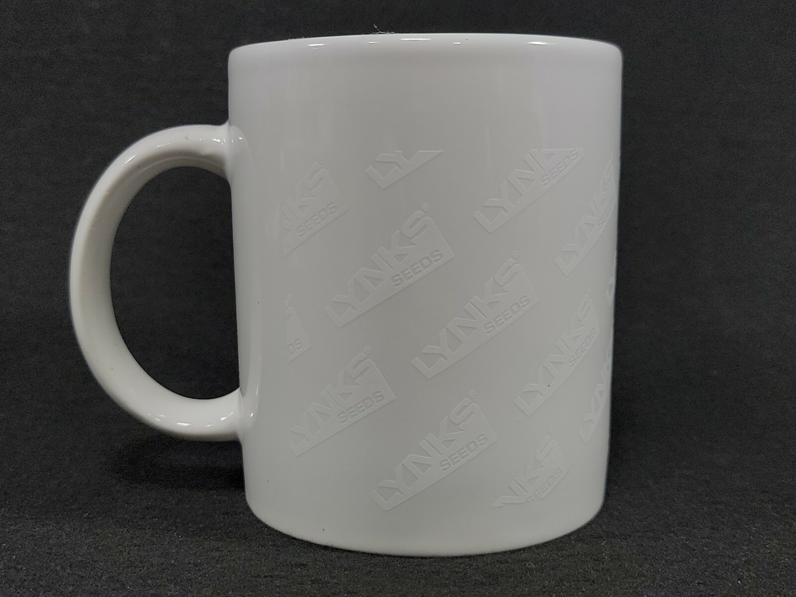 Lynks Seeds Coffee Cup Ghost Logos White on White Mug Agriculture Advertising