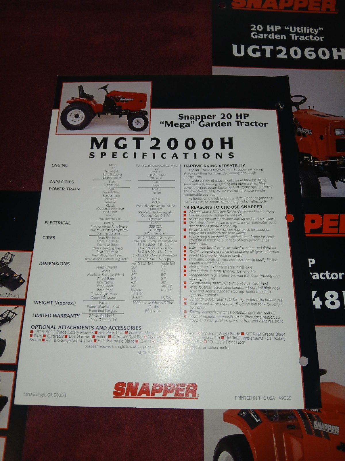 Snapper Garden Tractor Brochures