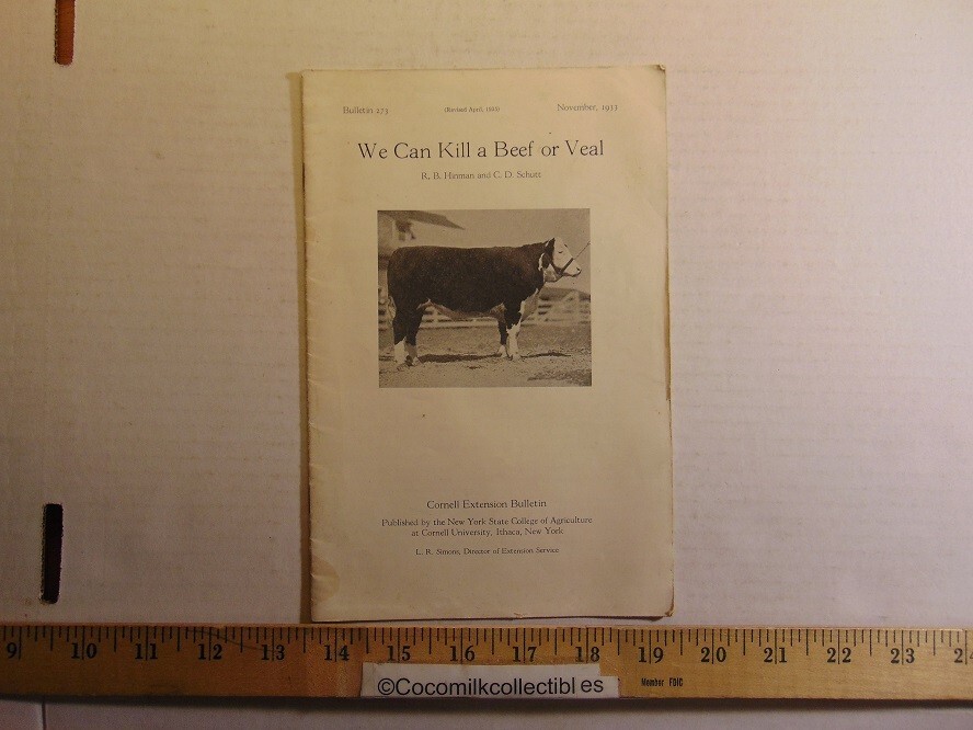 Vintage April 1935 We Can Kill A Beef or Veal Cornell Extension Bulletin