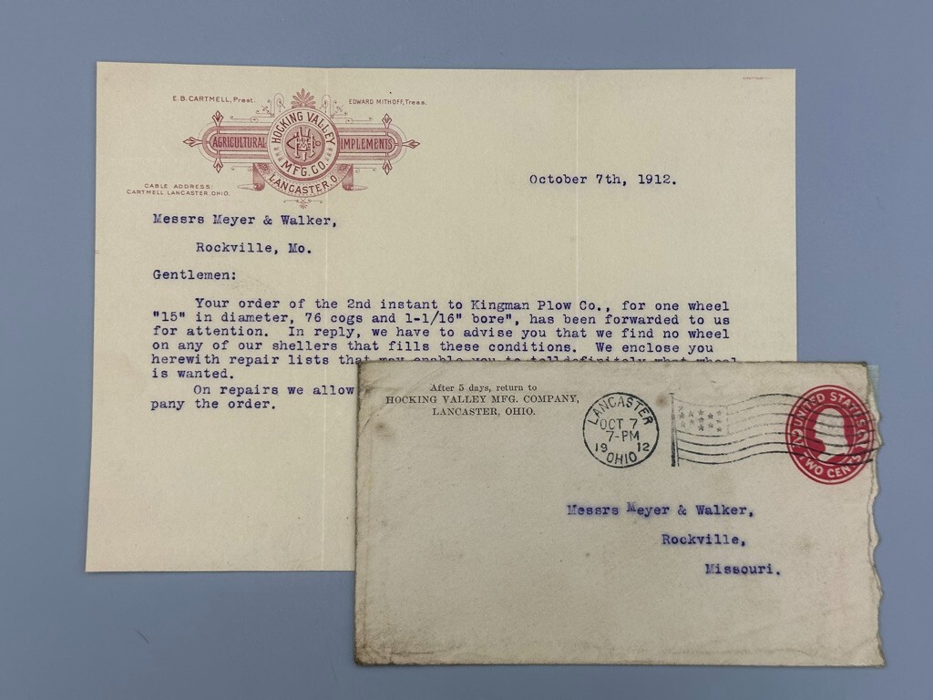 1912 HOCKING VALLEY Advertising FARM Postal Cover Letterhead LANCASTER OHIO