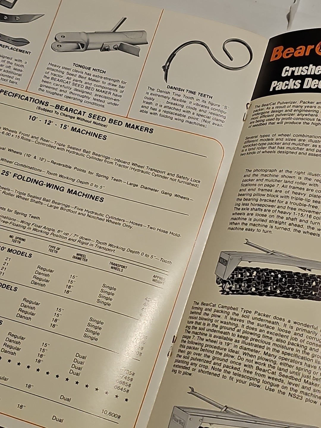 Bear Cat Seed Bed Maker Sales Brochure Complete