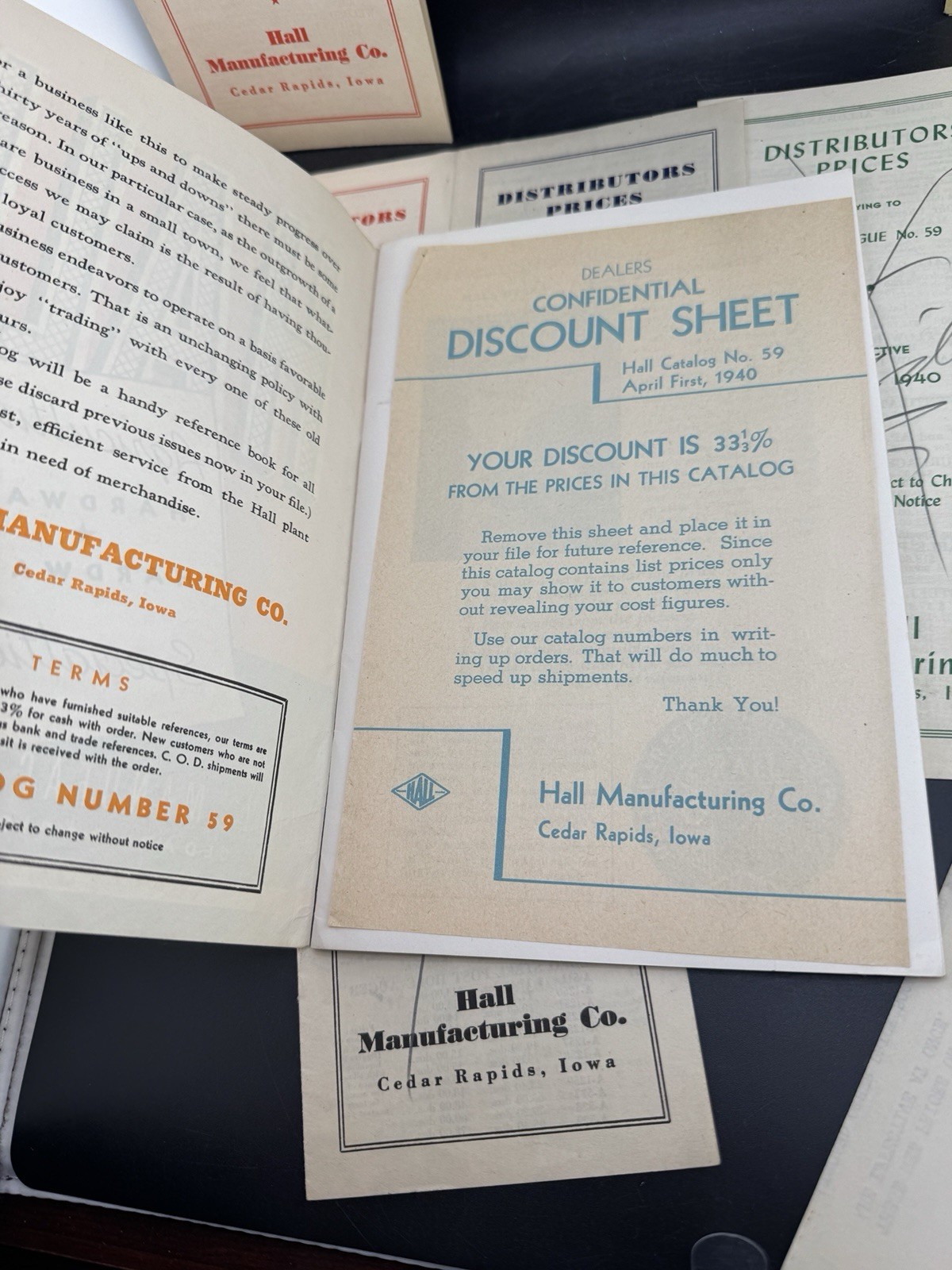 Specialty catalog HALL MANUFACTURING COMPANY Cedar Rapids IOWA W/ Others