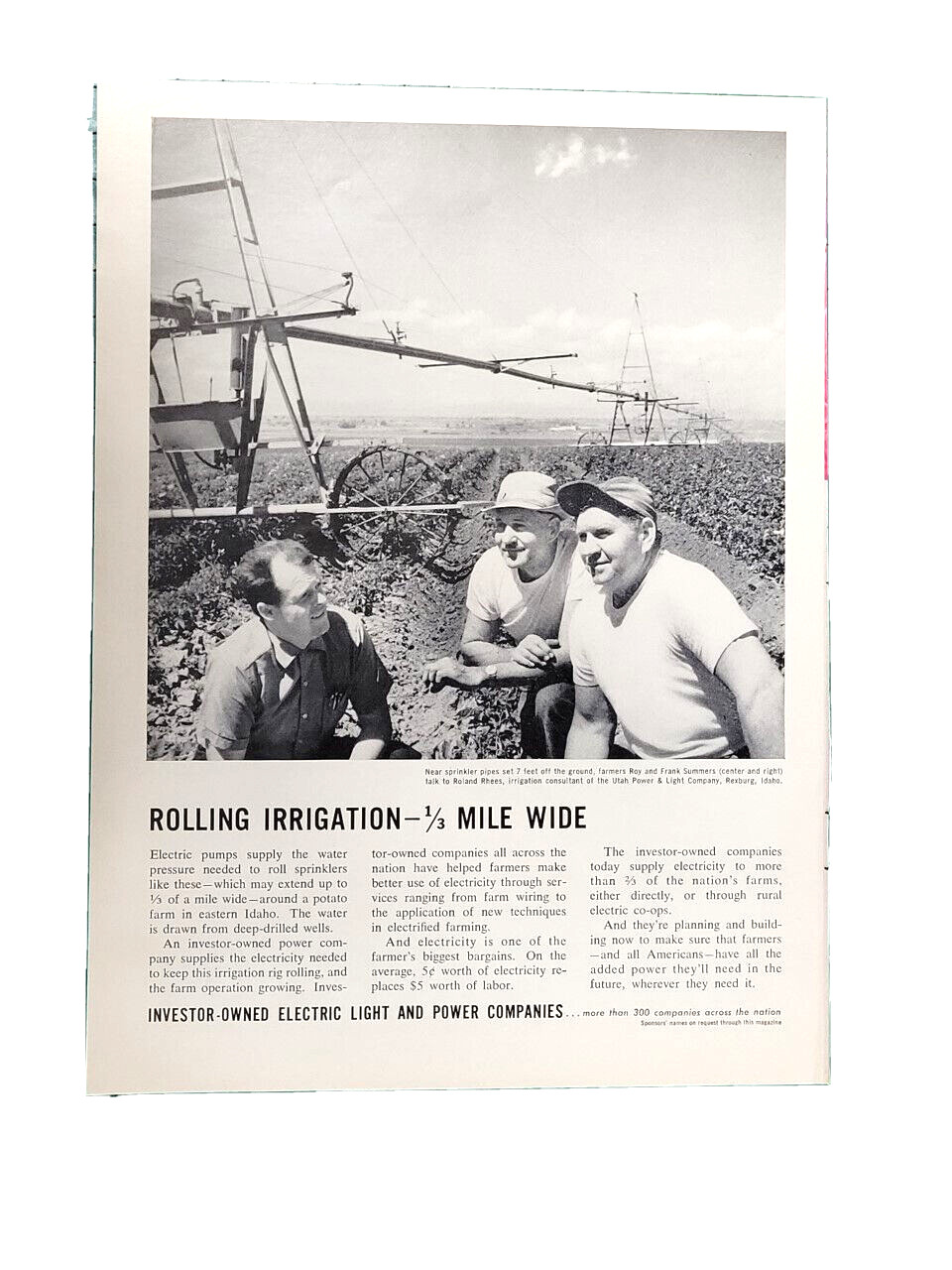 Original 1963 Electric Irrigation Ad features Roy & Frank Summers of Idaho