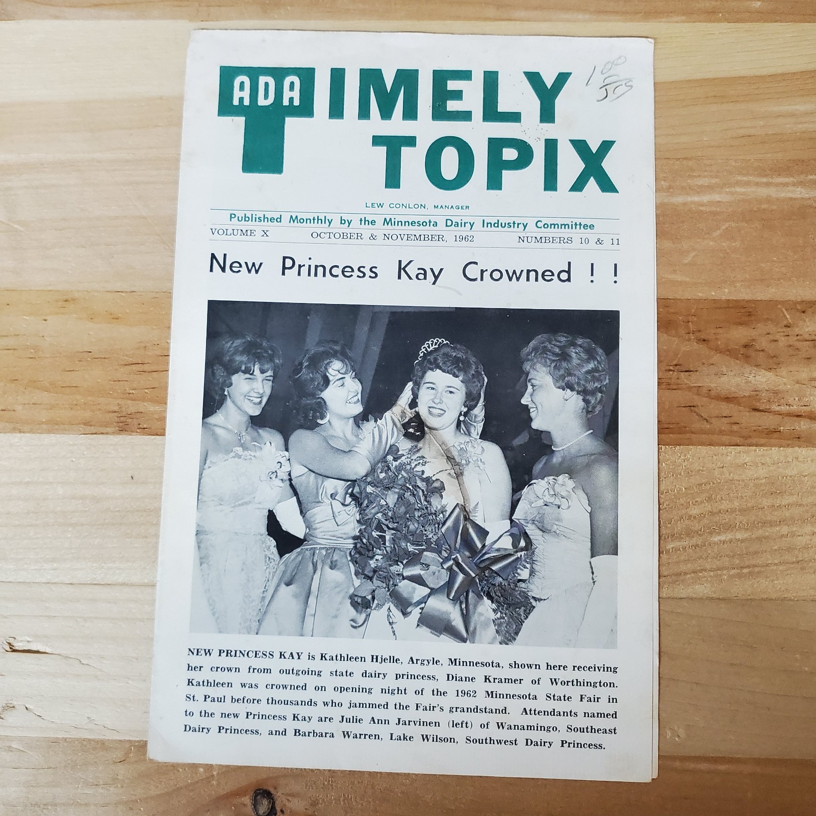 ADA TIMELY TOPIX, Minnesota Dairy Industry Committee Vol. X Oct/Nov 1962 #10/11