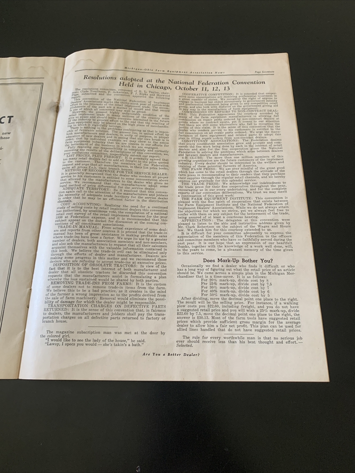 Rare – Michigan Farm Equipment Dealers 1938 Publication Newsletter – Great Ads