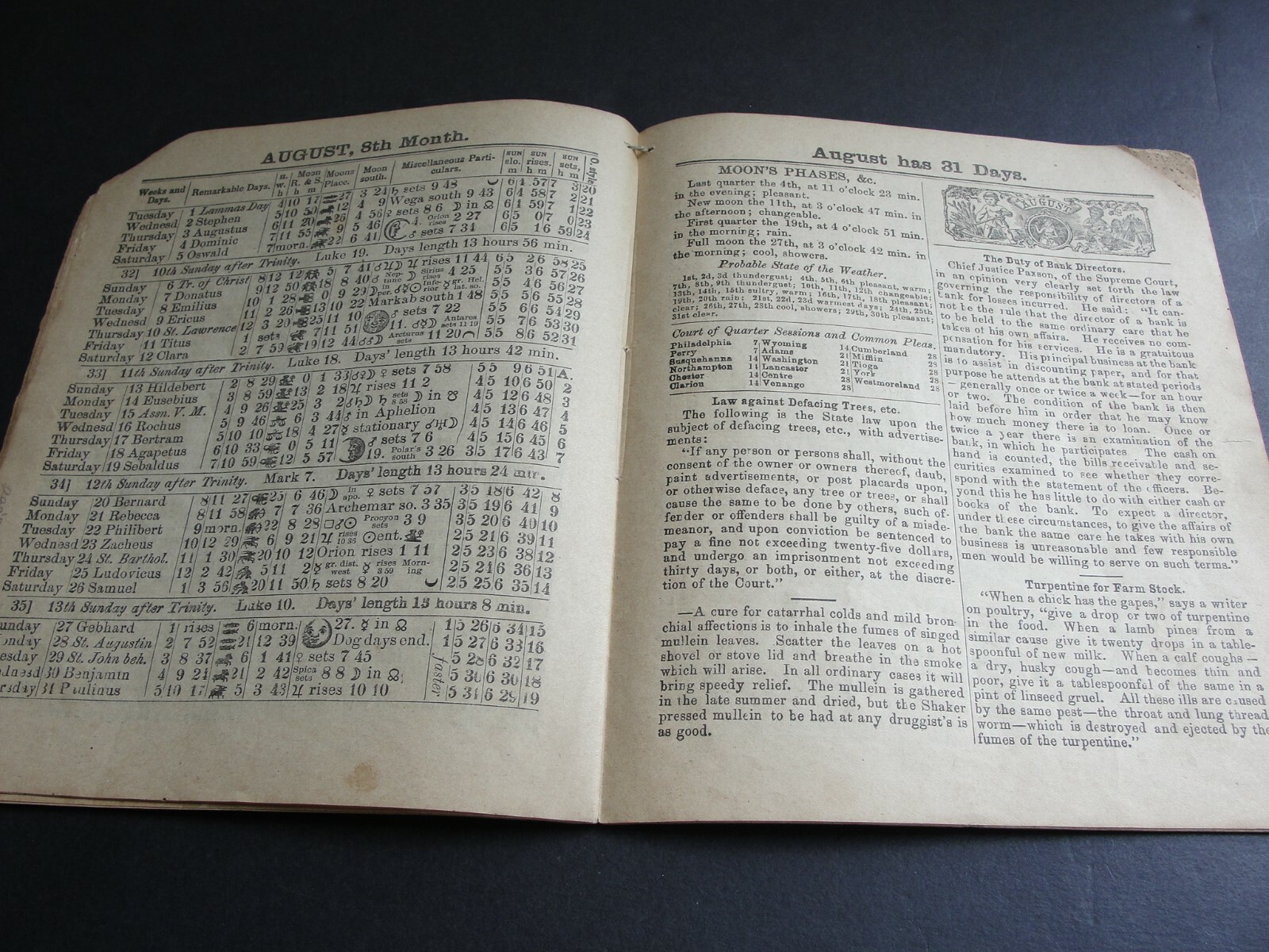 Agricultural Almanac John Baer&rsquo;s Sons Lancaster PA Pennsylvania 1893 VOL. 68.