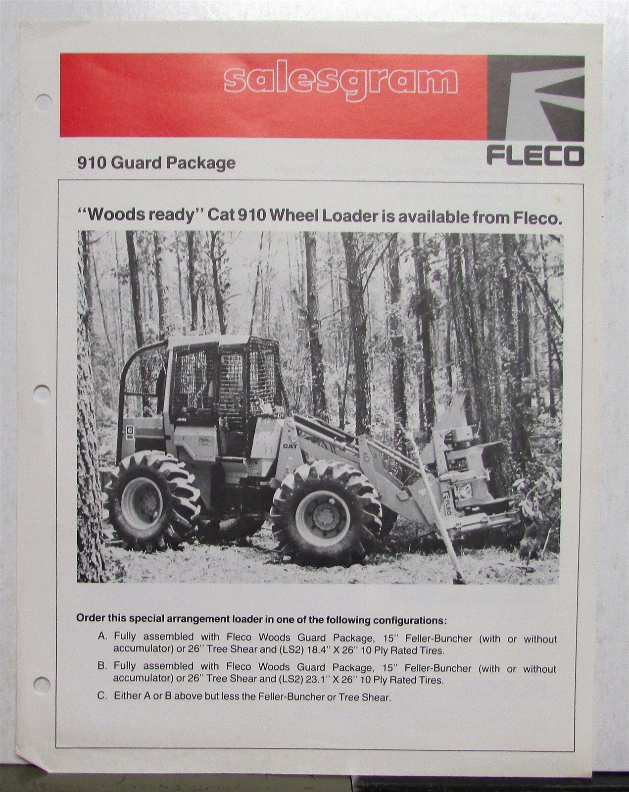 1980s Fleco 910 Guard Package Cat Wheel Loader Construction Salesgram