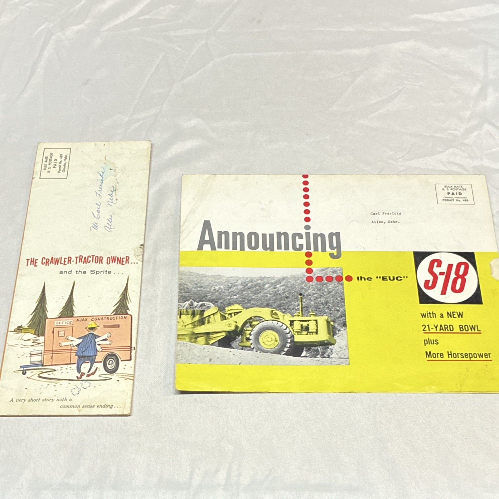 Euclid C-6 Crawler Tractor & S-18 Scraper Advertising Brochure Poster Lot of 2