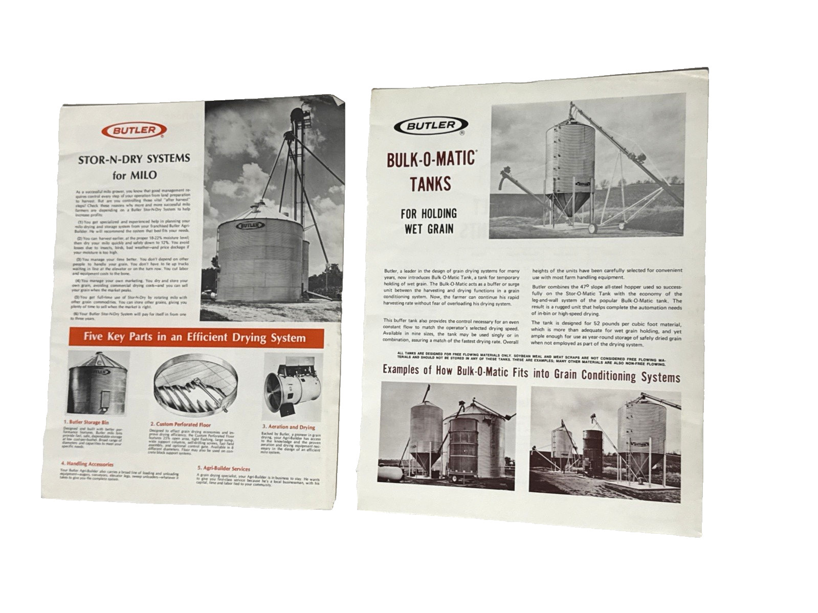 Butler Grain Bins Advertising Brochures Vintage color lot of 8