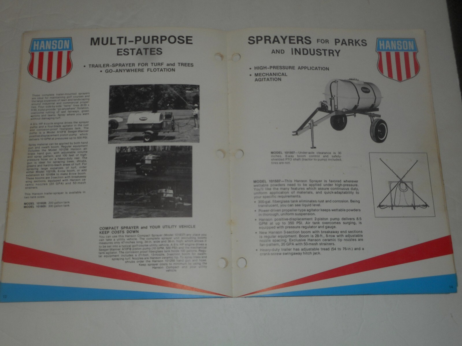 HANSON SPRAYERS 1977 Catalog Farm Equipment Salesman Brochure South Beloit IL