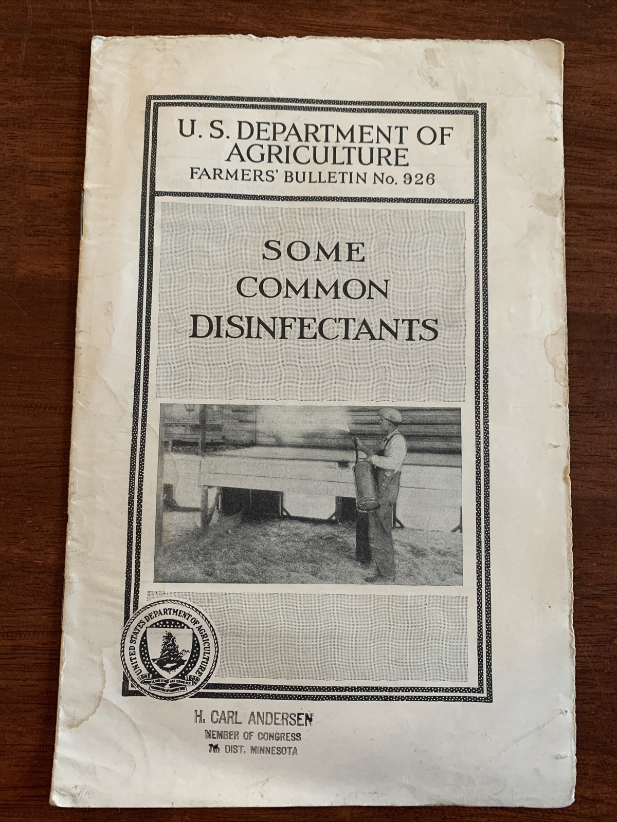 US Department of Agriculture Farmers Bulletin NO. 926 Some Common Disinfectants