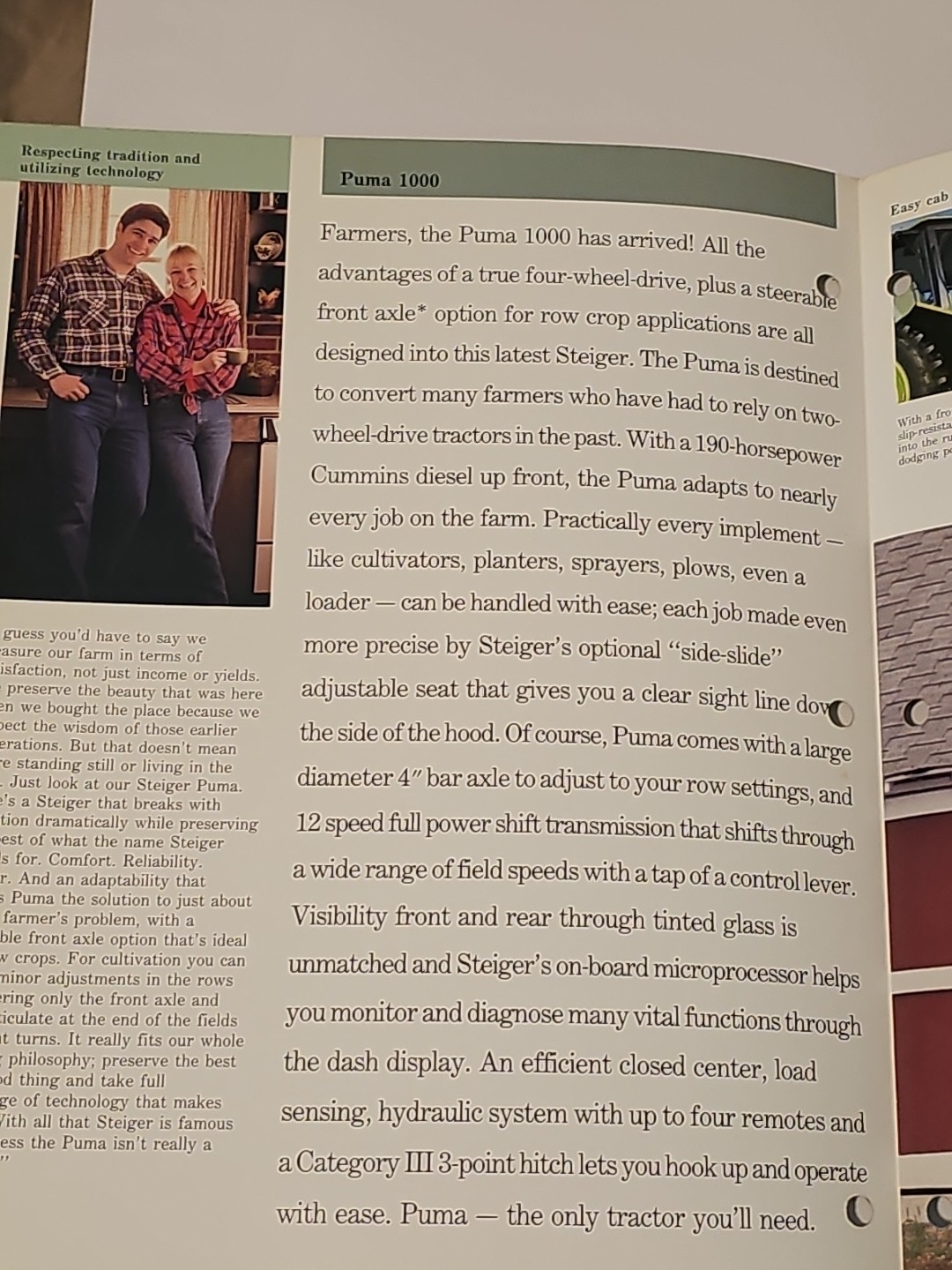 Steiger Puma 1000 Tractor Sales Brochure Foldout