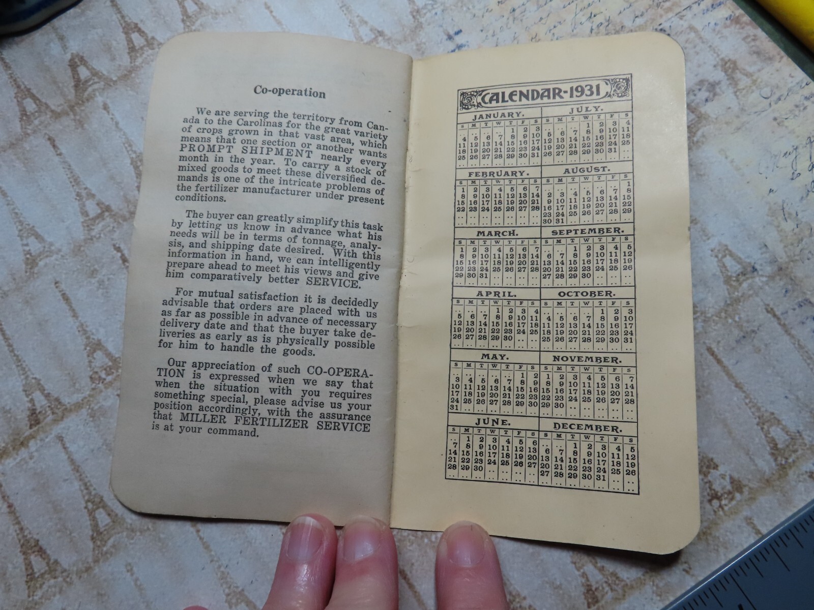 Vintage 1930/31 Advertising Notebook*MILLER&rsquo;S HIGH GRADE FERTILIZER*Baltimore MD