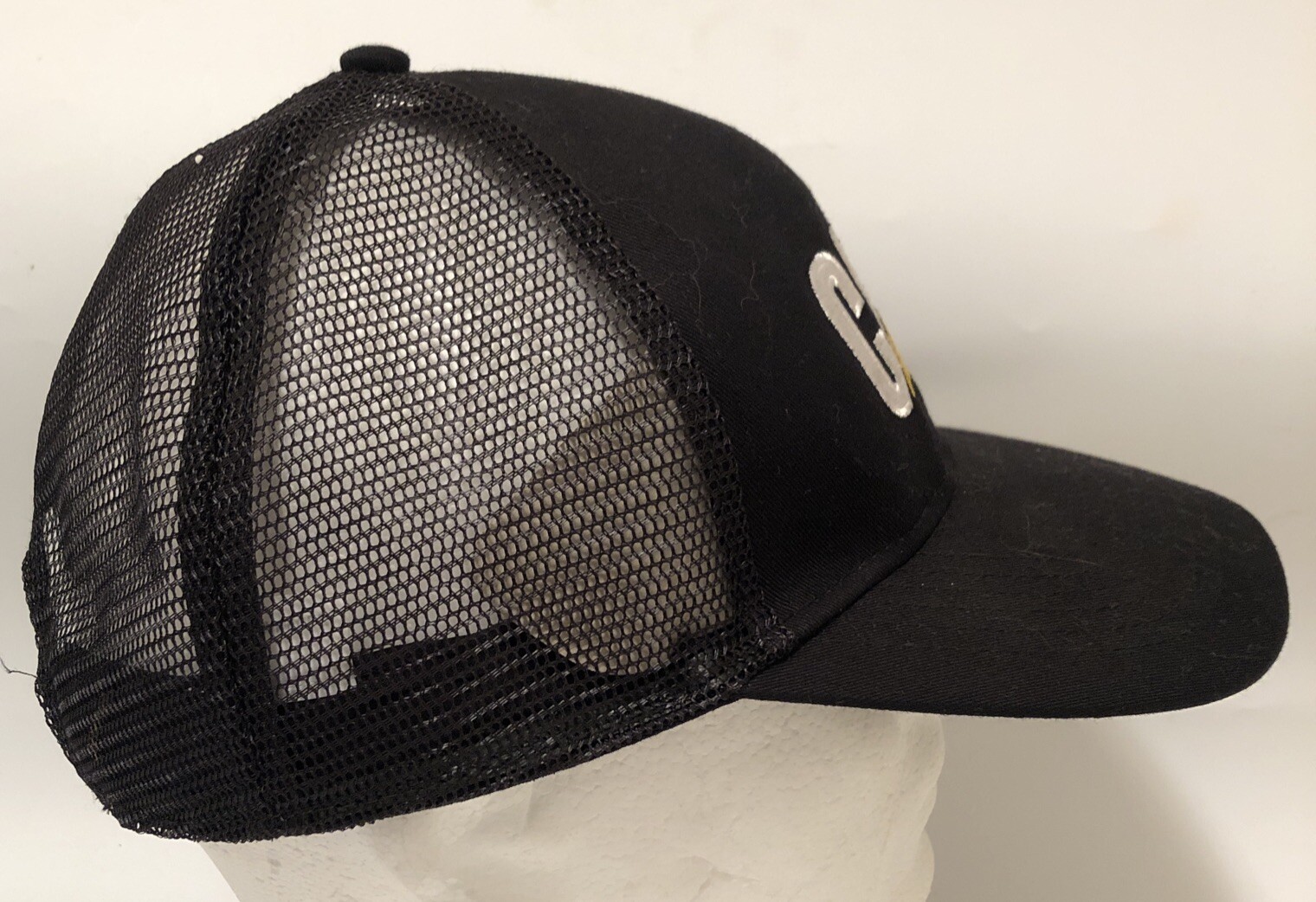 CAT Caterpillar Inc. Black Embroidered Adjustable Mesh Back Trucker Hat Cap New