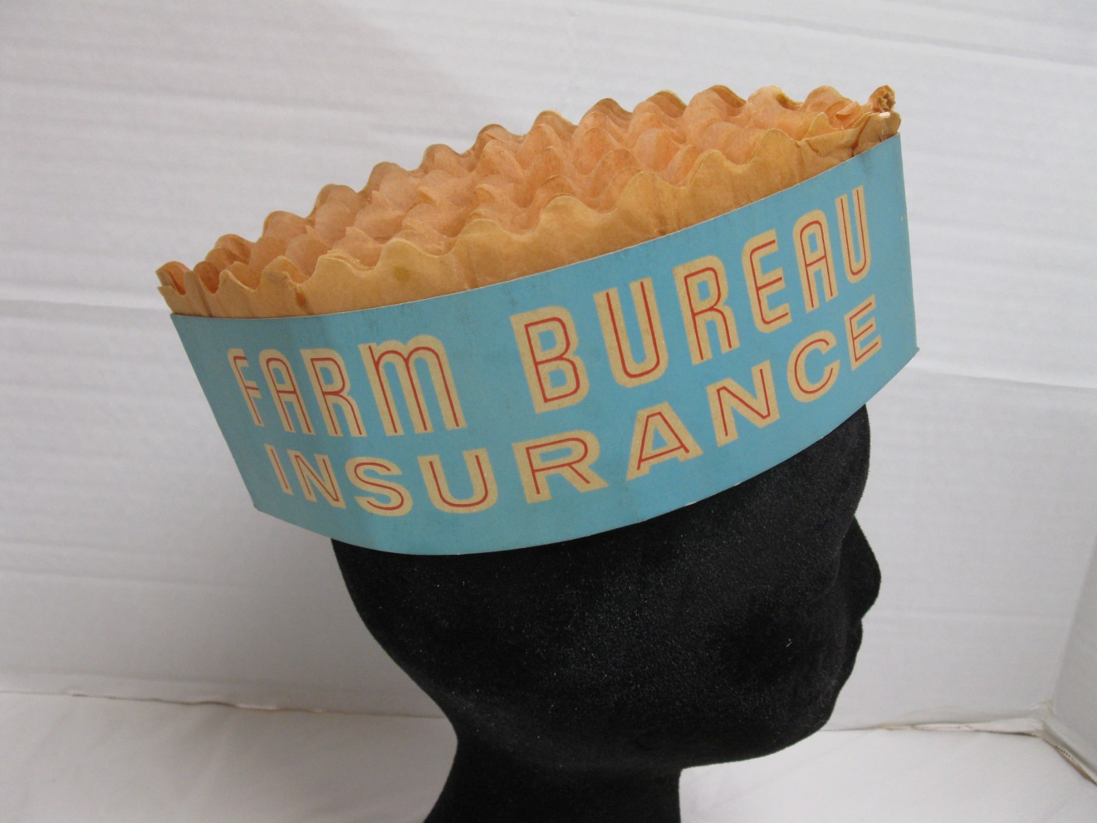 Farm Bureau Insurance Paper Advertising Hat Honeycomb Top OLD