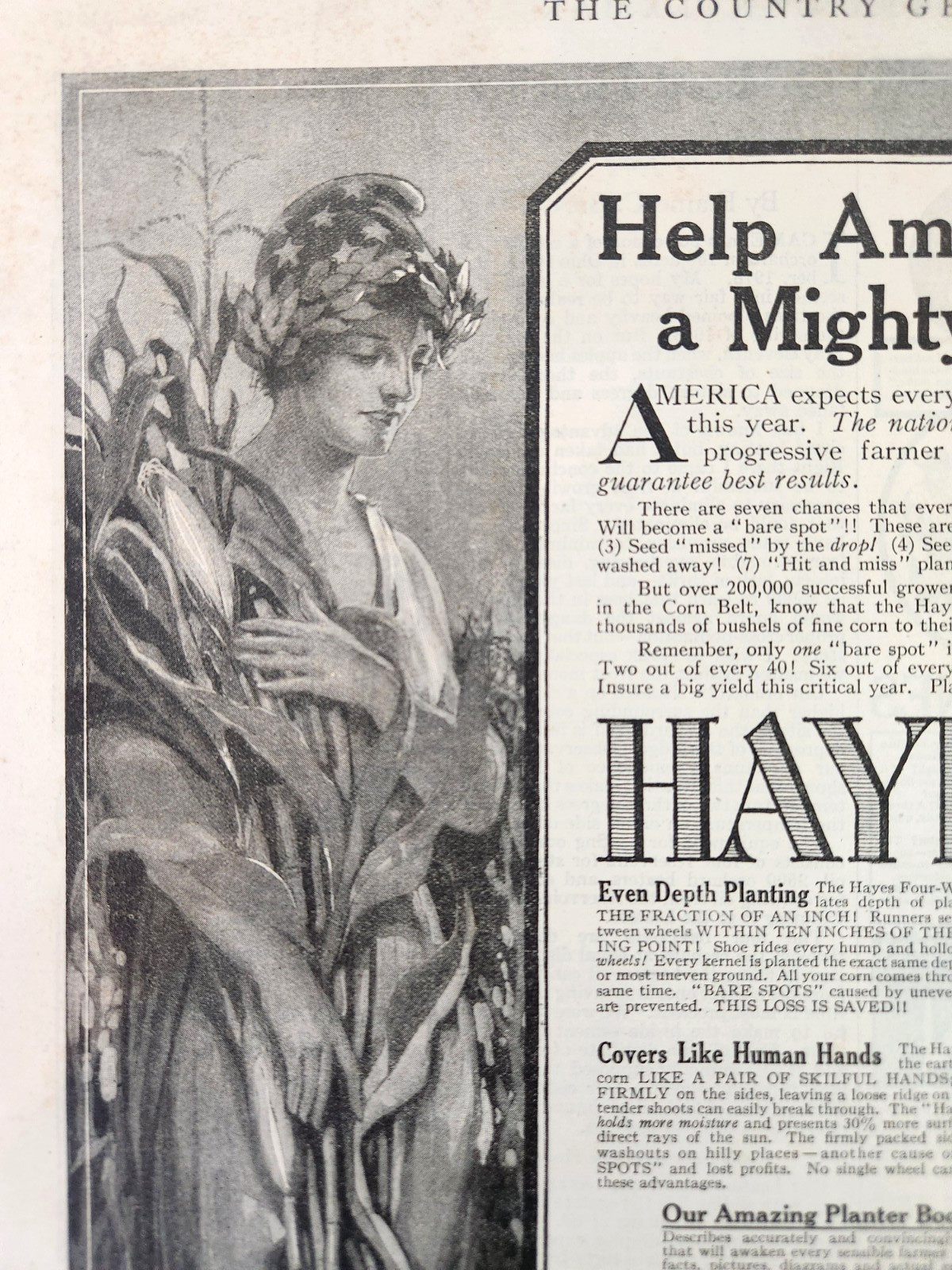 Farming Hayes Four Wheel Planter Galva Illinois Antique 1918 Magazine Print Ad
