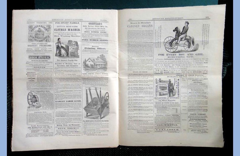 1863 DEC antique AMERICAN AGRICULTURIST farm garden household orange judd