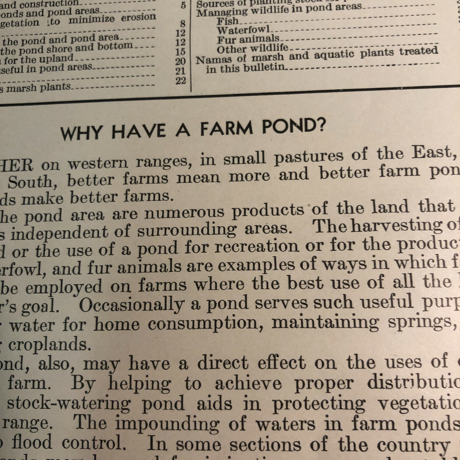 1940s Ponds for Wildlife Booklet Farmers Bulletin US Department of Agriculture