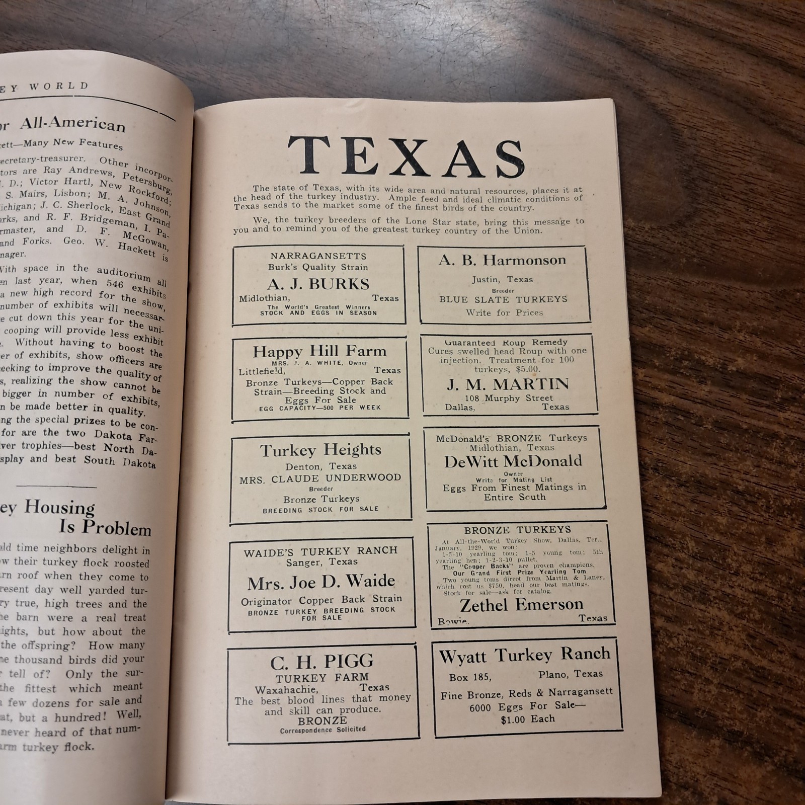 Vintage 1929 Turkey World Show Book & Talking Turkey Beacon Milling Co. N.Y.