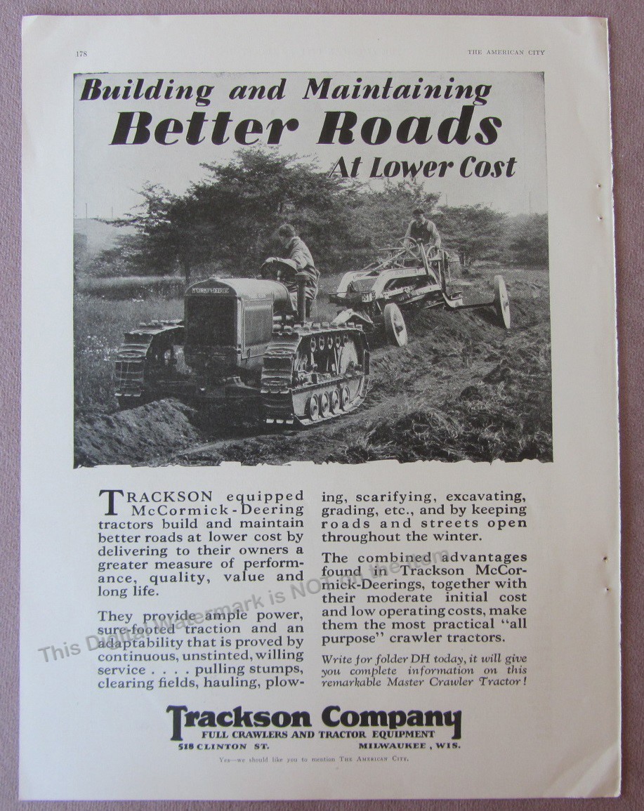 1928 Article * Trackson Equipped McCormich Deering Tractors Milwaukee Crawler