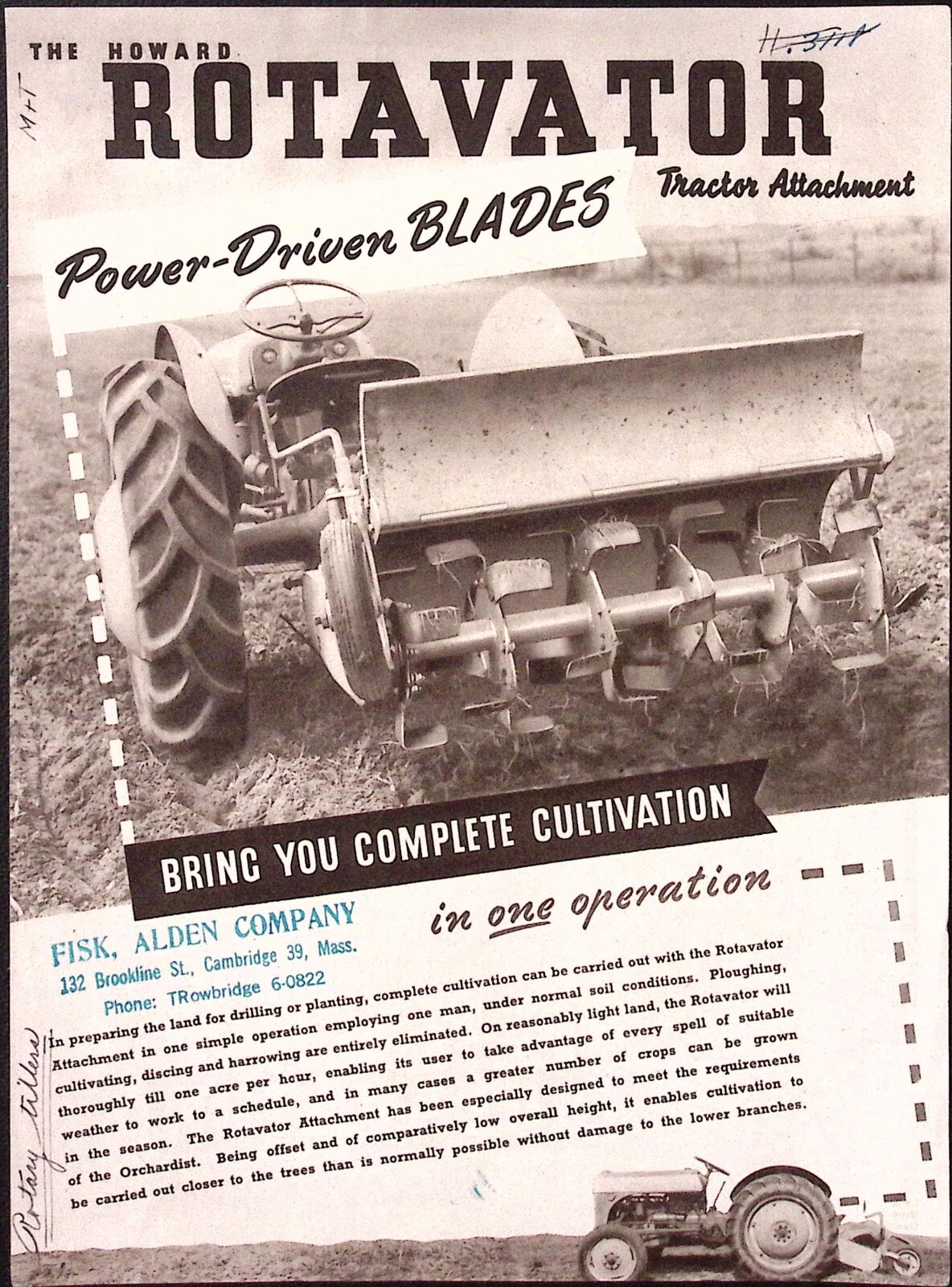 1950s The Howard Rotary Tractor Attachment Power Driven Blades Brochure
