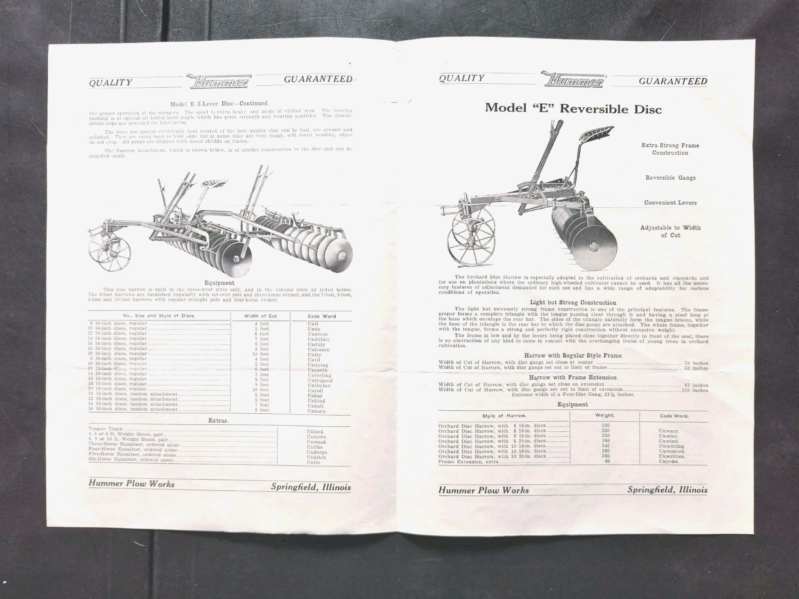 1920s Hummer Plow Works Sales Brochure Lot Springfield Ill. Farm Poster