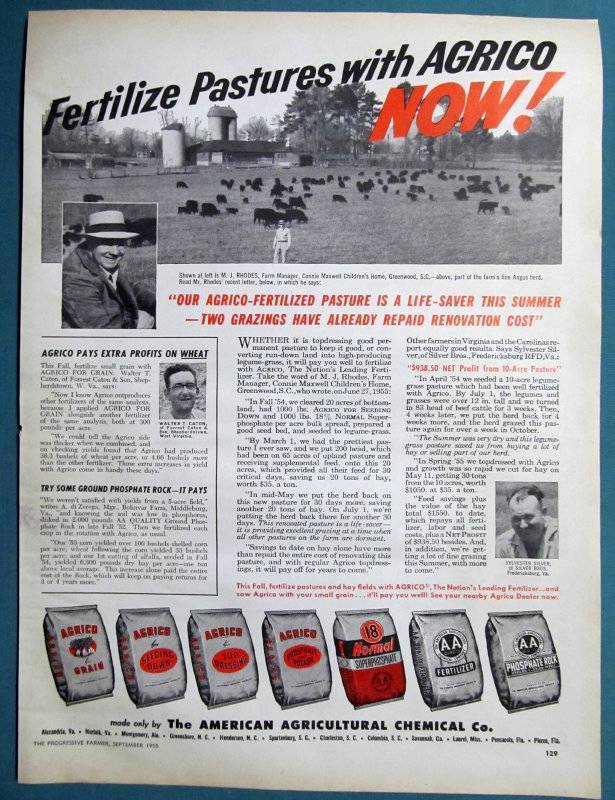 Original 1955 Fertilizer Ad Photo Endorsed by Walter Caton, Shepherdstown W Va