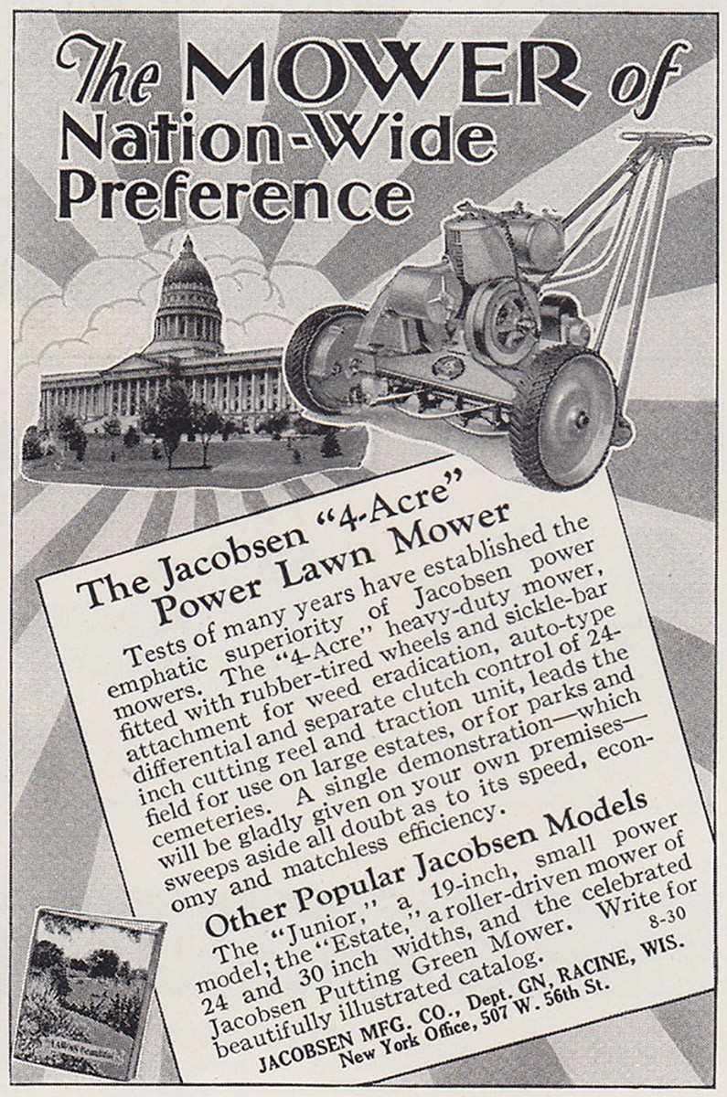 1930 Jacobsen: The Mower of Nation Wide Preference Vintage Print Ad