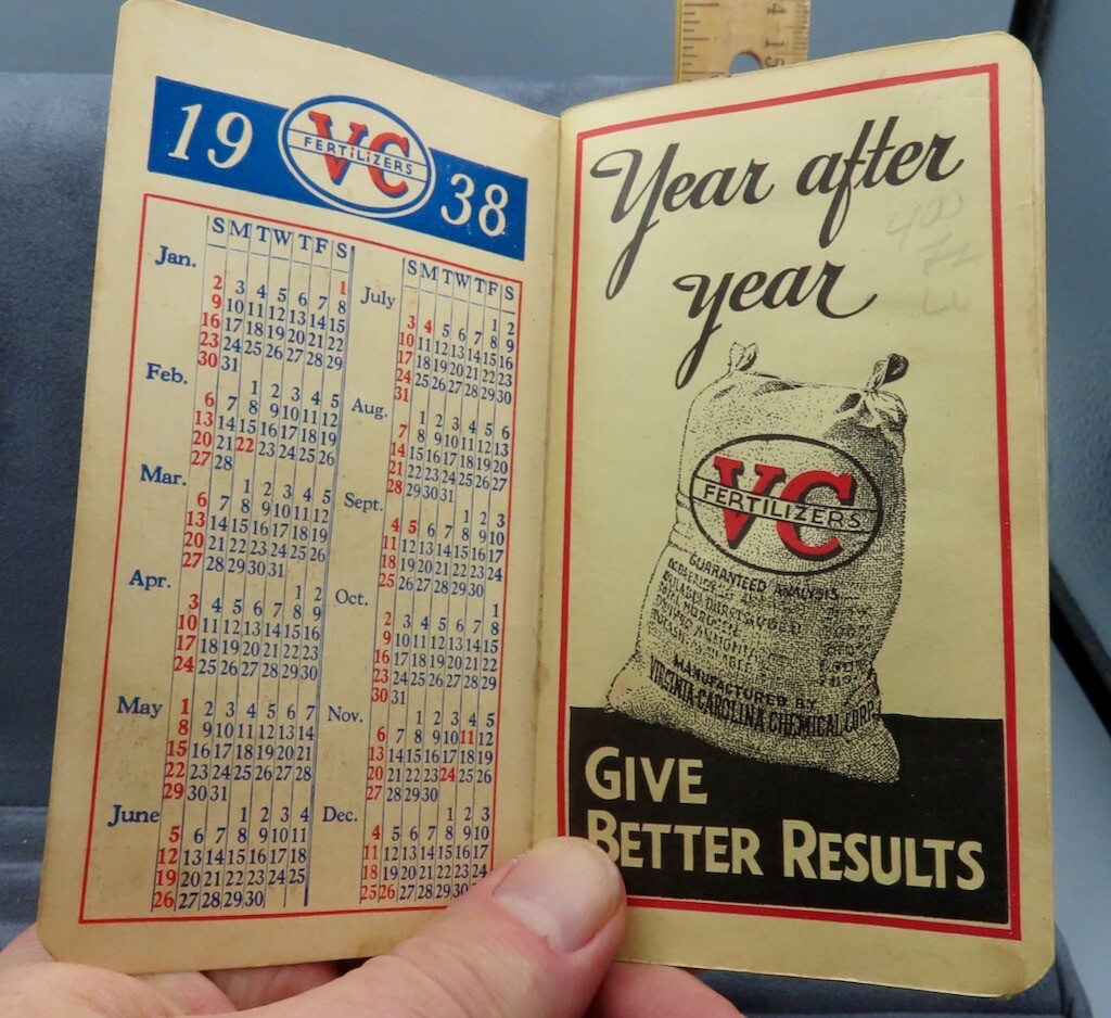 VC FERTILIZERS Amherst Junction Wisconsin Note Book Pad 1938