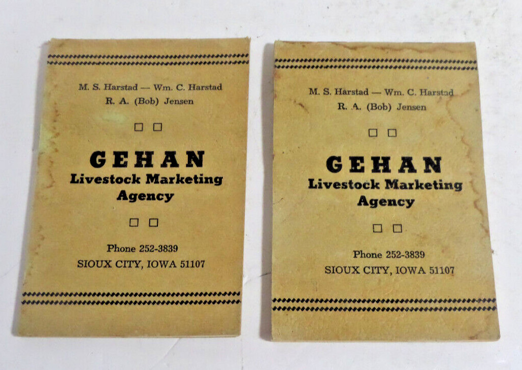 Gehan livestock marketing agency Sioux City, IA advertizing notepad 1969-70