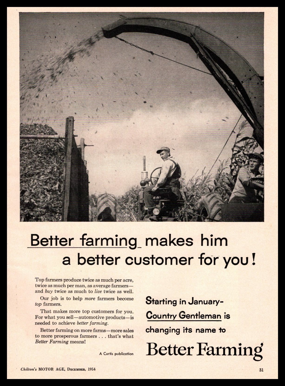 1954 Country Gentleman Magazine Better Farming Tractors Photo Vintage Print Ad