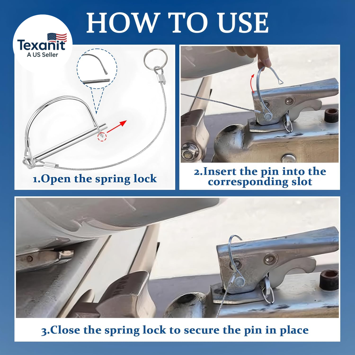 2Pack Locking Pins,Trailer Pin with Anti-Lost Rope Ring,Premium Trailer Hitch Pi
