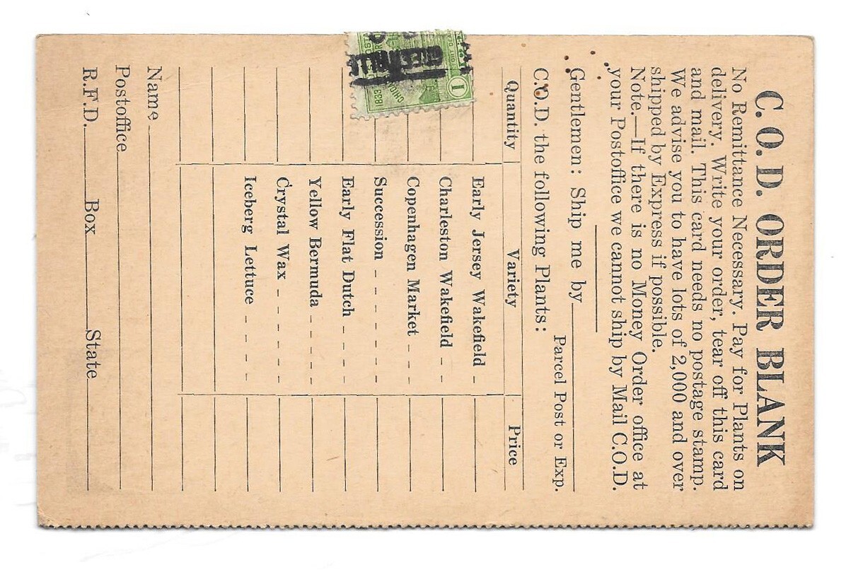 1934 BLUE RIDGE PLANT CO Greenville SC C.O.D. Price List & Order Form Postcard