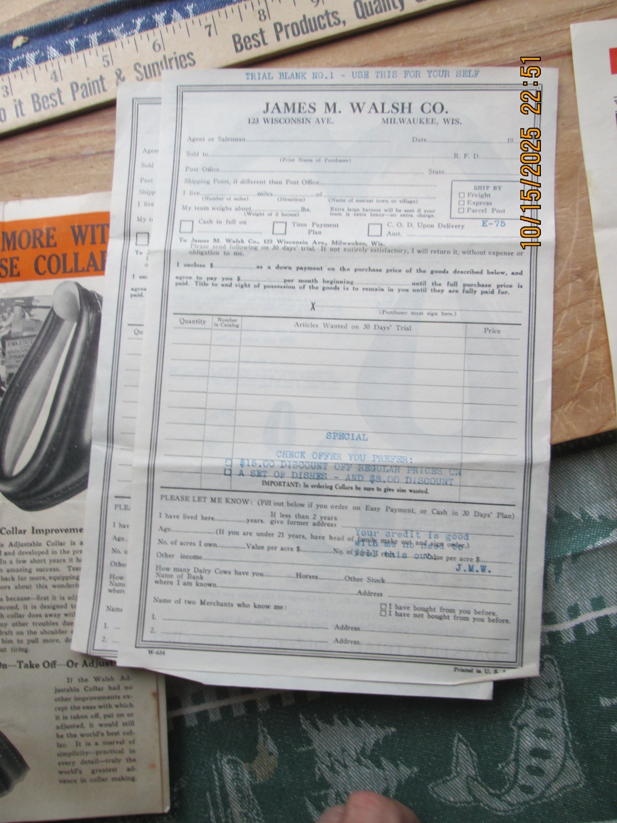walsh harness co. horse collars brochure Mailer