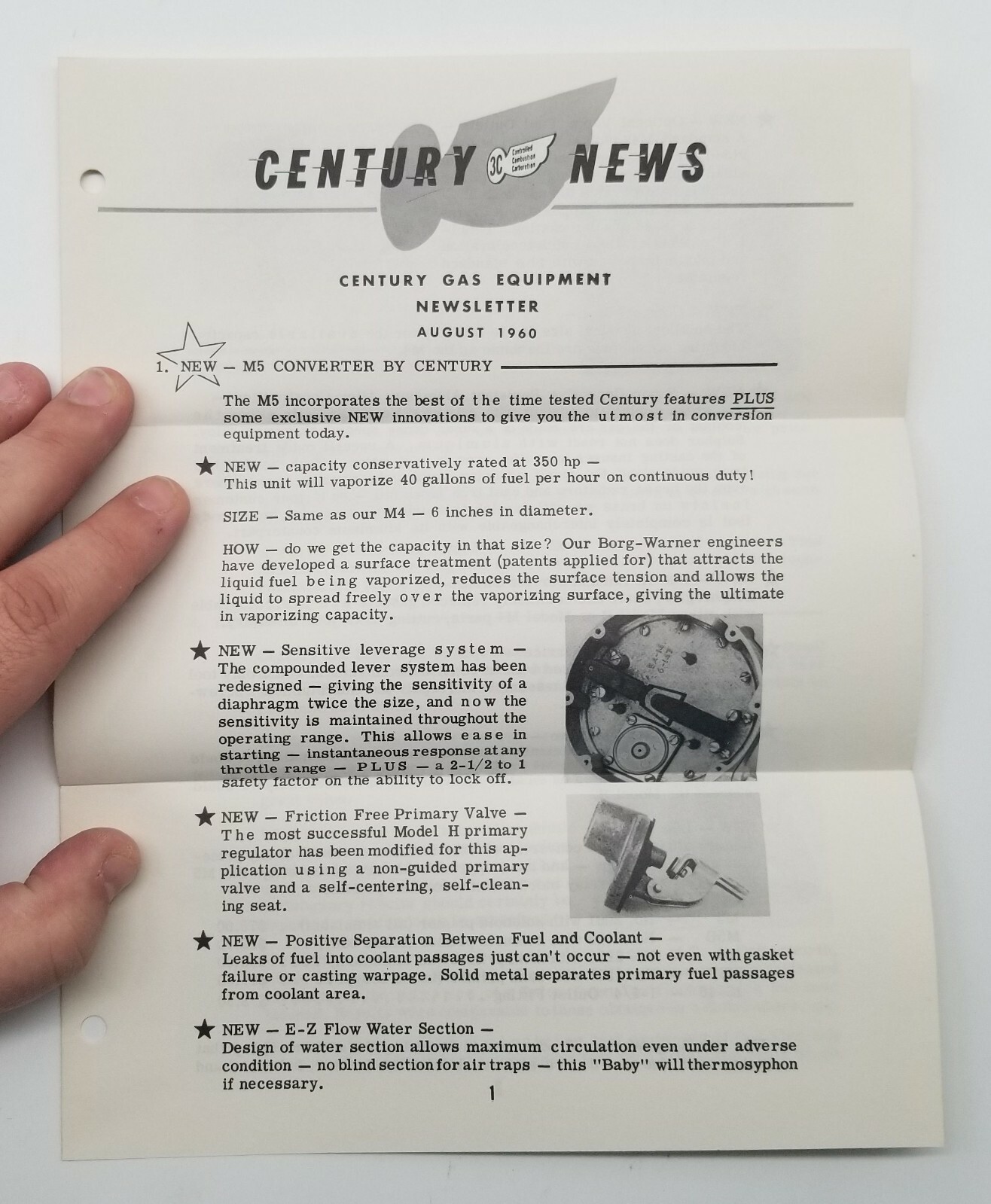 Century Equipment M5 Converter Carburetor Gas To LP Sales Newsletter Brochure