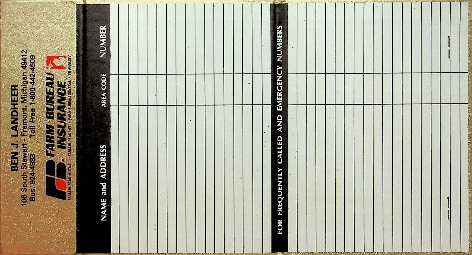 THREE 1980-90&rsquo;s Farm Bureau Insurance Fremont, Michigan Stand Up Calendars-E13-B