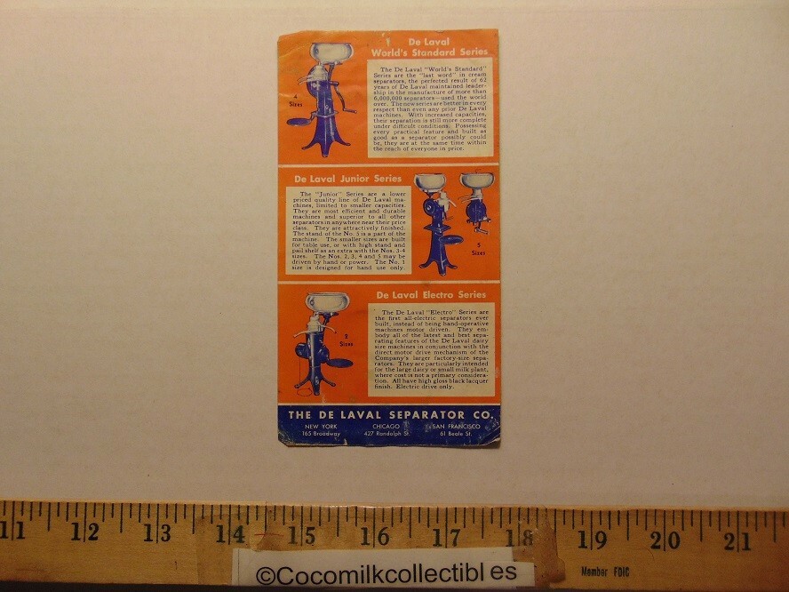 Vintage DE LAVAL Electric Motor Drive Equipment Junior Separators Sales Brochure